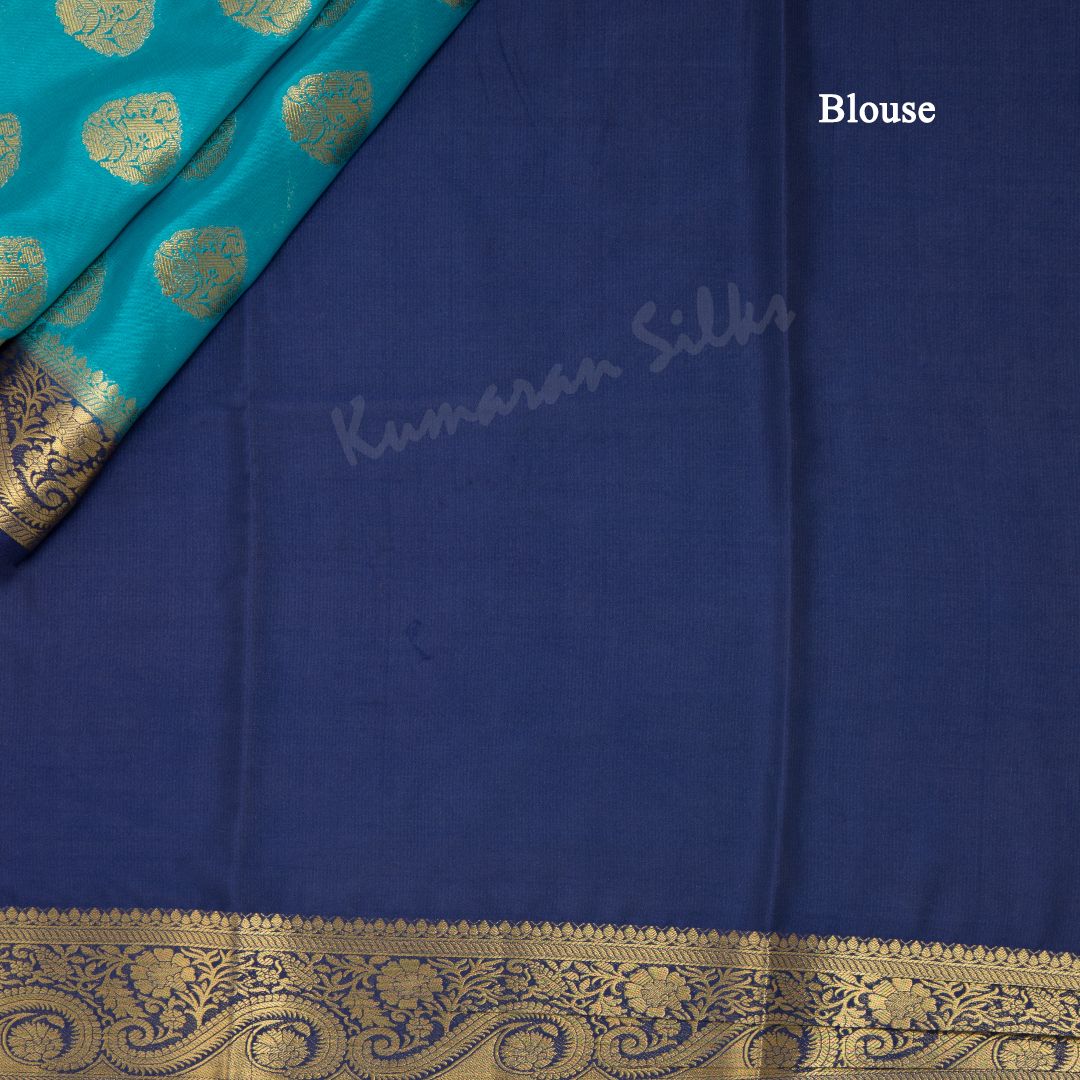 Semi Mysore Silk Sky Blue Zari Worked Saree