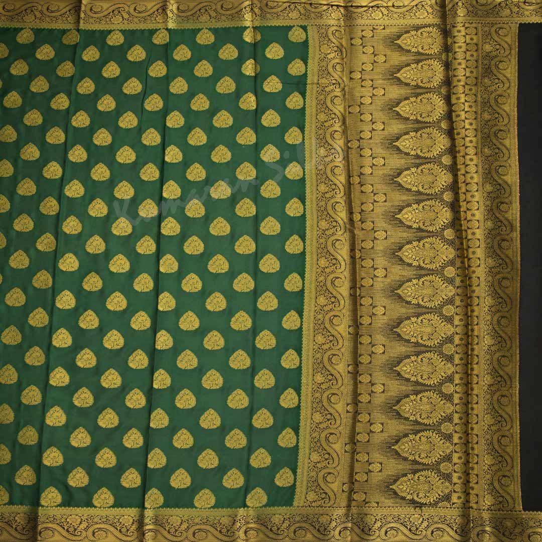 Semi Mysore Silk Dark Green Zari Worked Saree