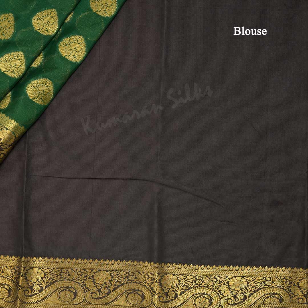 Semi Mysore Silk Dark Green Zari Worked Saree