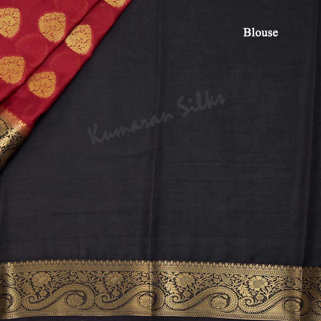 Semi Mysore Silk Maroon Zari Worked Saree