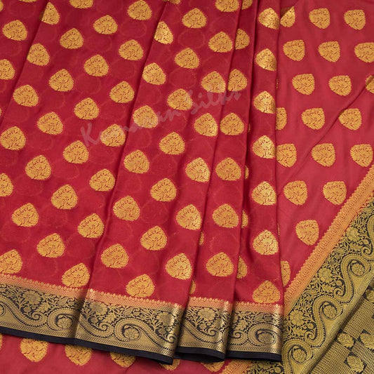 Semi Mysore Silk Maroon Zari Worked Saree