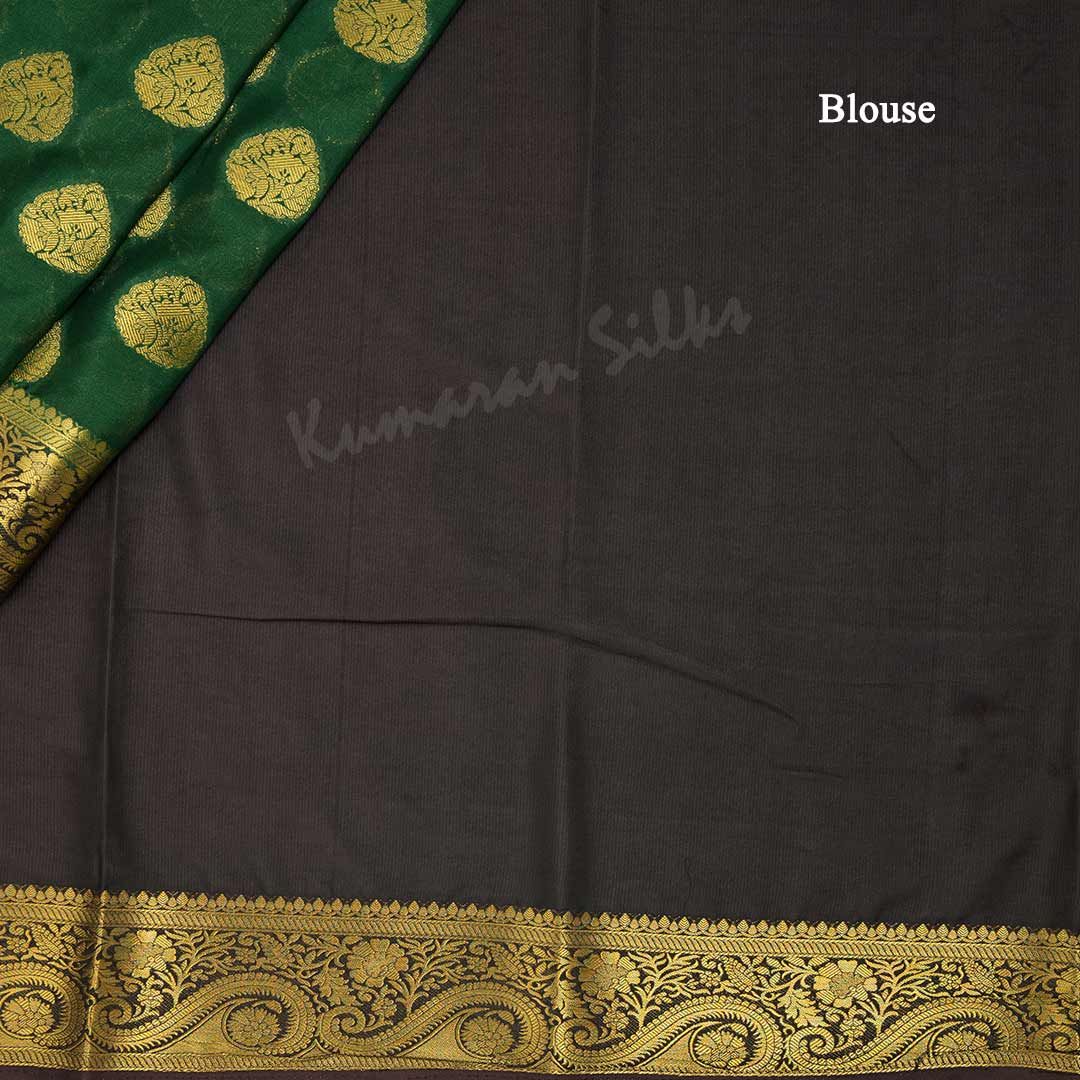 Semi Mysore Silk Dark Green Zari Worked Saree 02