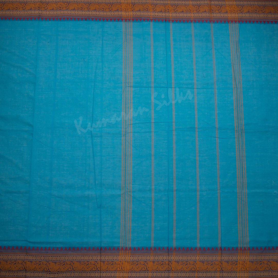 10 Yards Cotton Sky Blue Saree Without Blouse