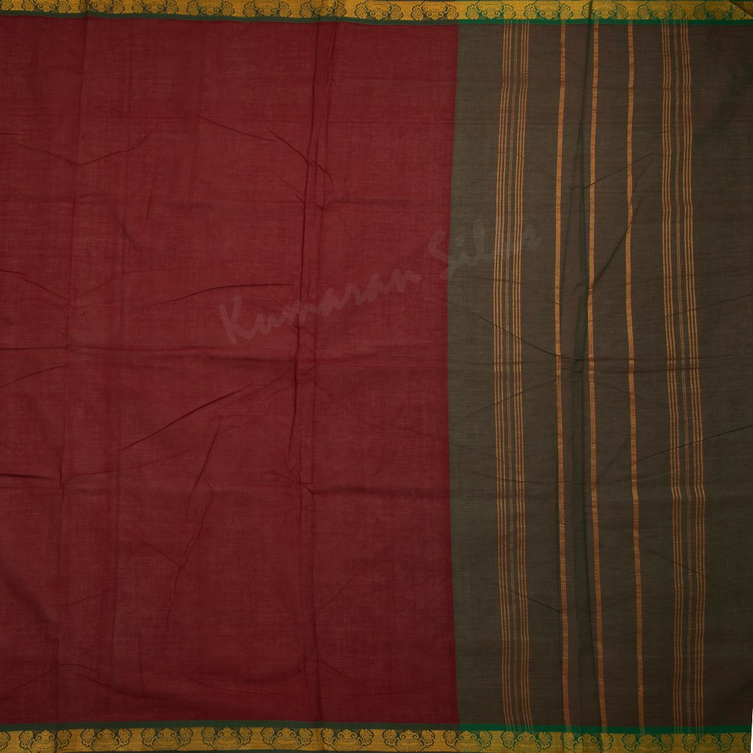 10 Yards Cotton Maroon Saree Without Blouse