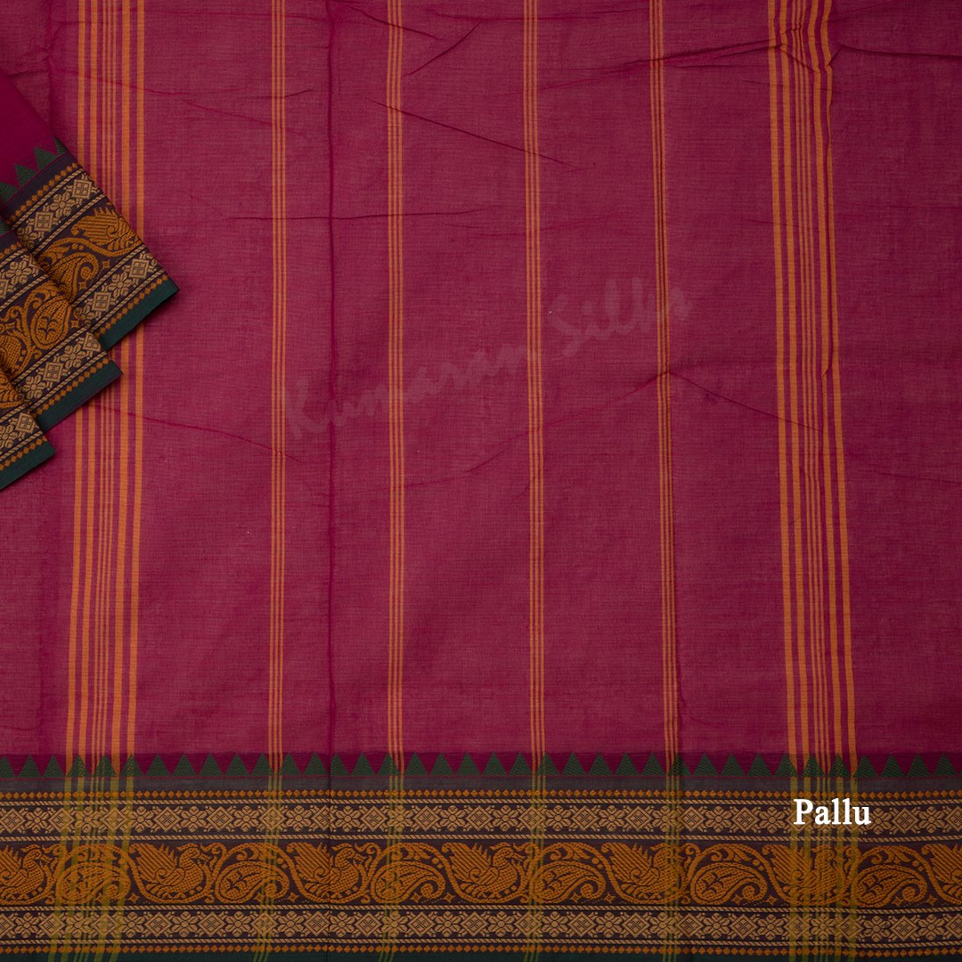 10 Yards Cotton Dark Pink Saree Without Blouse