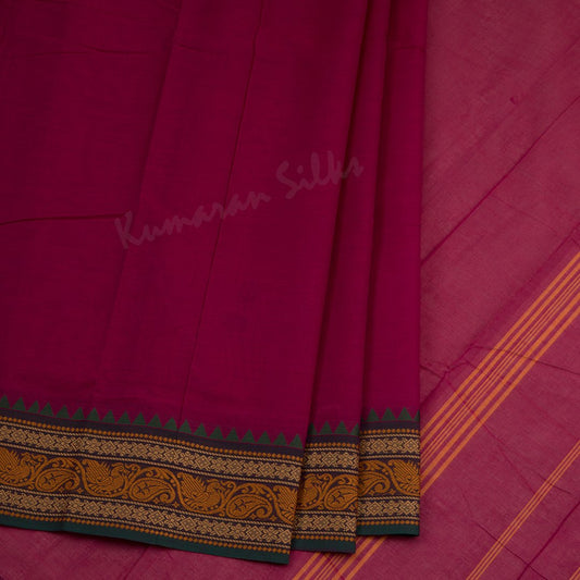 10 Yards Cotton Dark Pink Saree Without Blouse