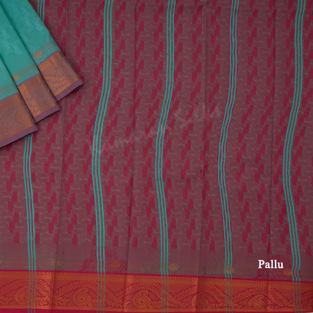 Art Silk Turquoise Embossed Saree With Zari Border