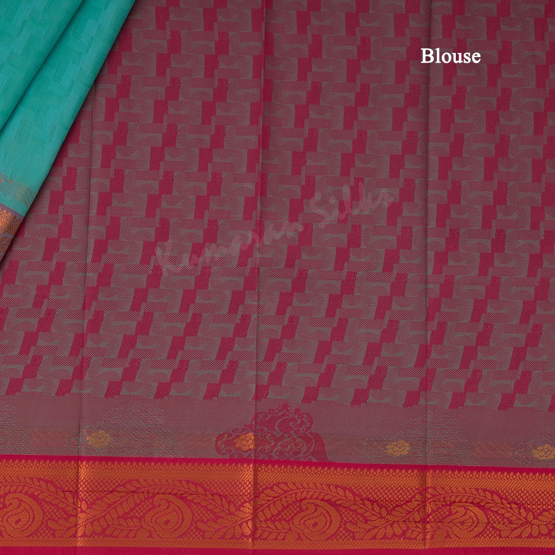 Art Silk Turquoise Embossed Saree With Zari Border