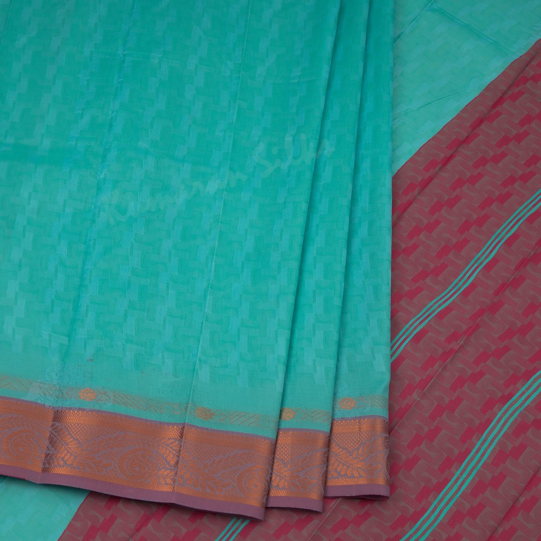 Art Silk Turquoise Embossed Saree With Zari Border