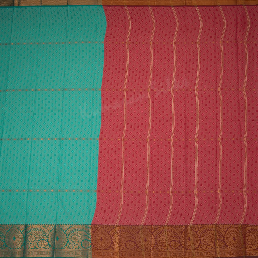 Art Silk Sea Green Embossed Saree With Zari Border