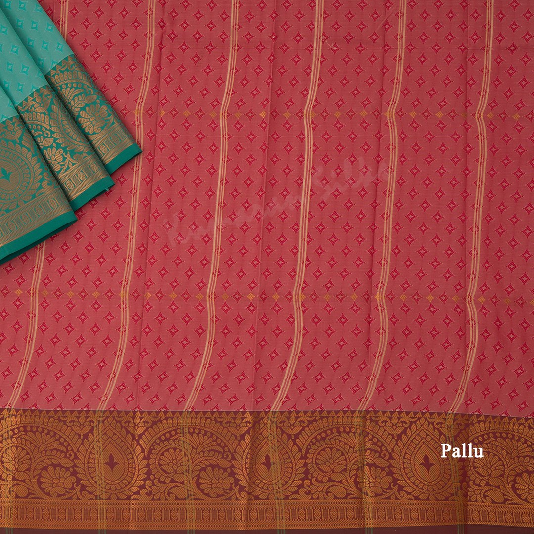 Art Silk Sea Green Embossed Saree With Zari Border