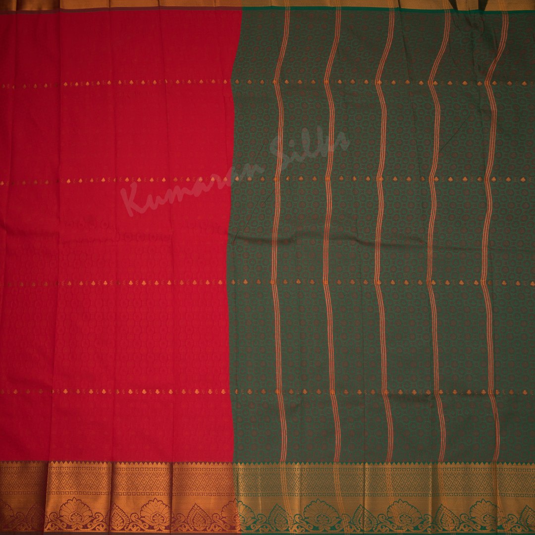 Art Silk Red Embossed Saree With Zari Border