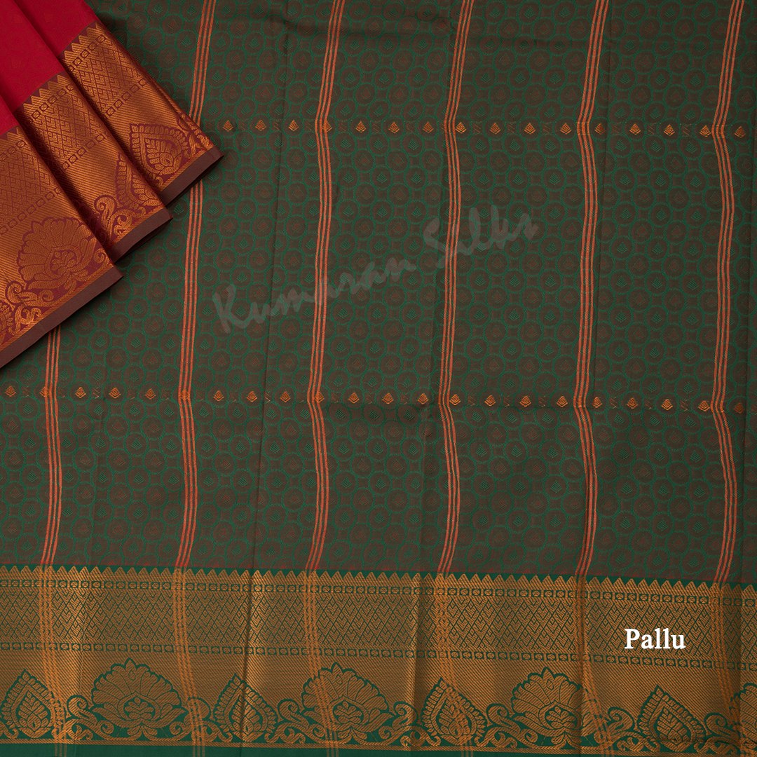 Art Silk Red Embossed Saree With Zari Border