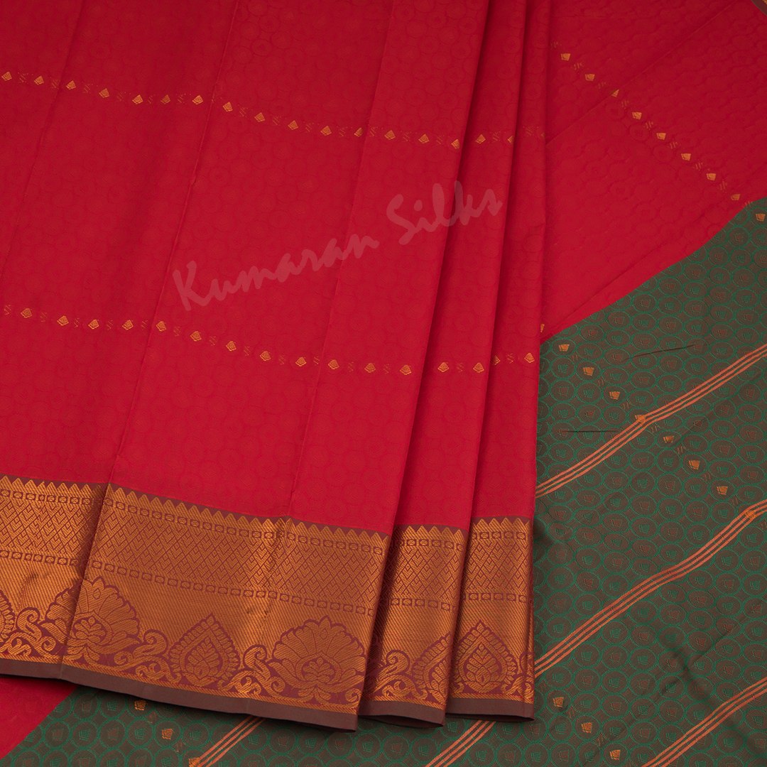 Art Silk Red Embossed Saree With Zari Border