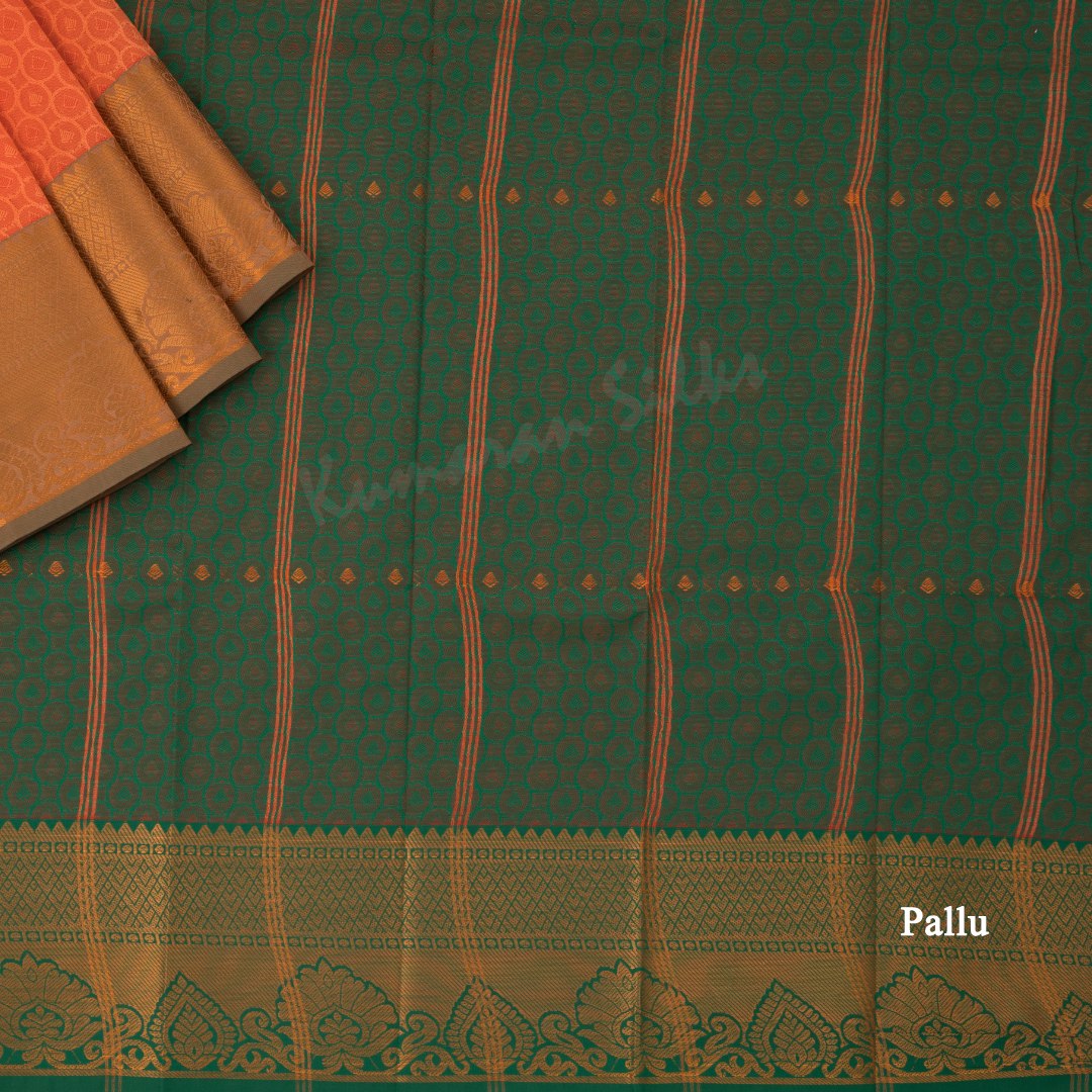 Art Silk Orange Embossed Saree With Zari Border