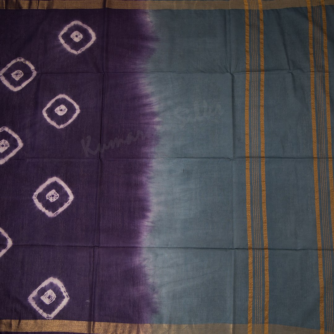 Semi Raw Silk Dark Purple Printed Saree