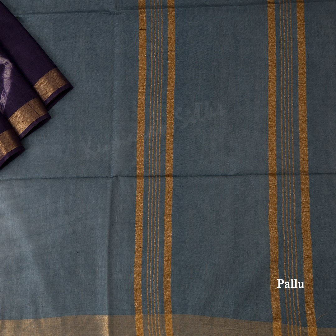 Semi Raw Silk Dark Purple Printed Saree