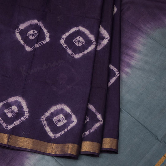 Semi Raw Silk Dark Purple Printed Saree