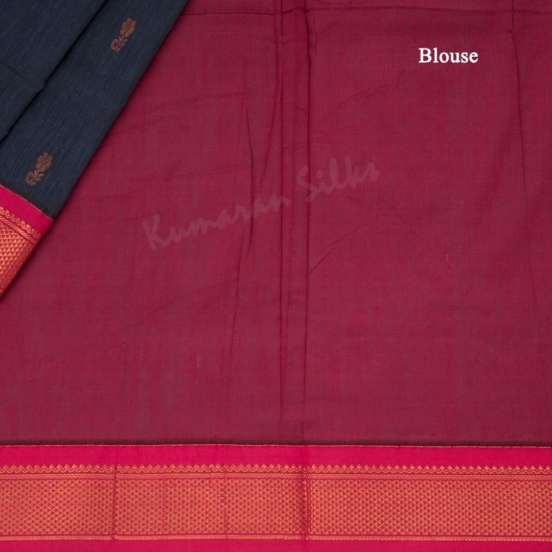 Kalyani Cotton Grey Saree With Zari Buttas And Contrast Border