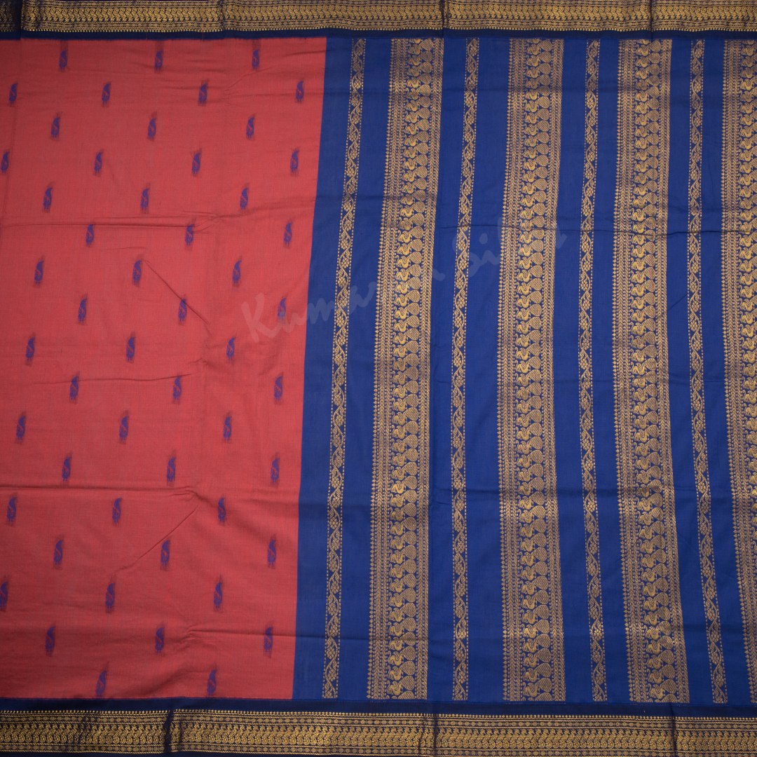 Kalyani Cotton Light Maroon Saree With Small Buttas And Contrast Border 02