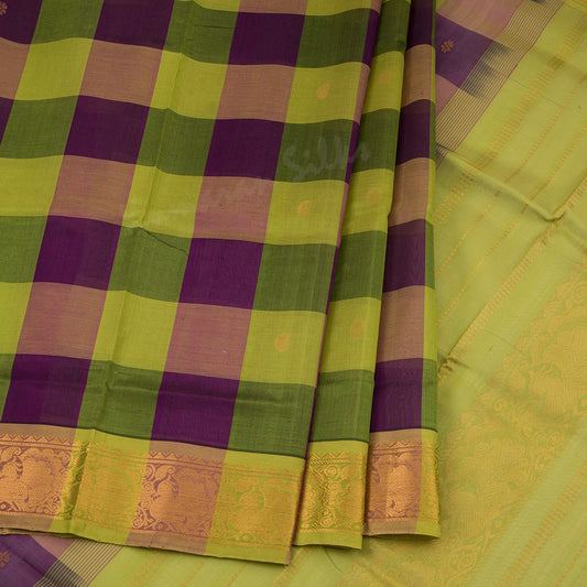 Amirthavarshni Silk Cotton Multi Colour Checked Saree 02