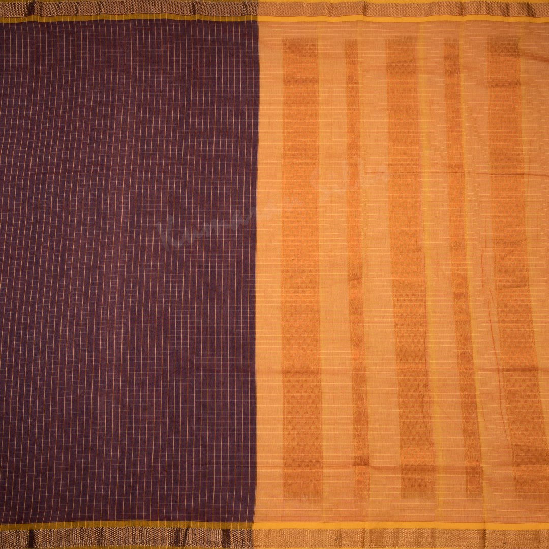 Poly Cotton Maroon Checked Saree