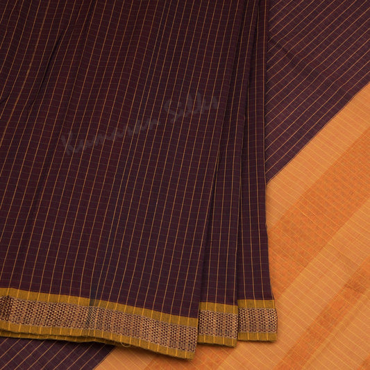 Poly Cotton Maroon Checked Saree