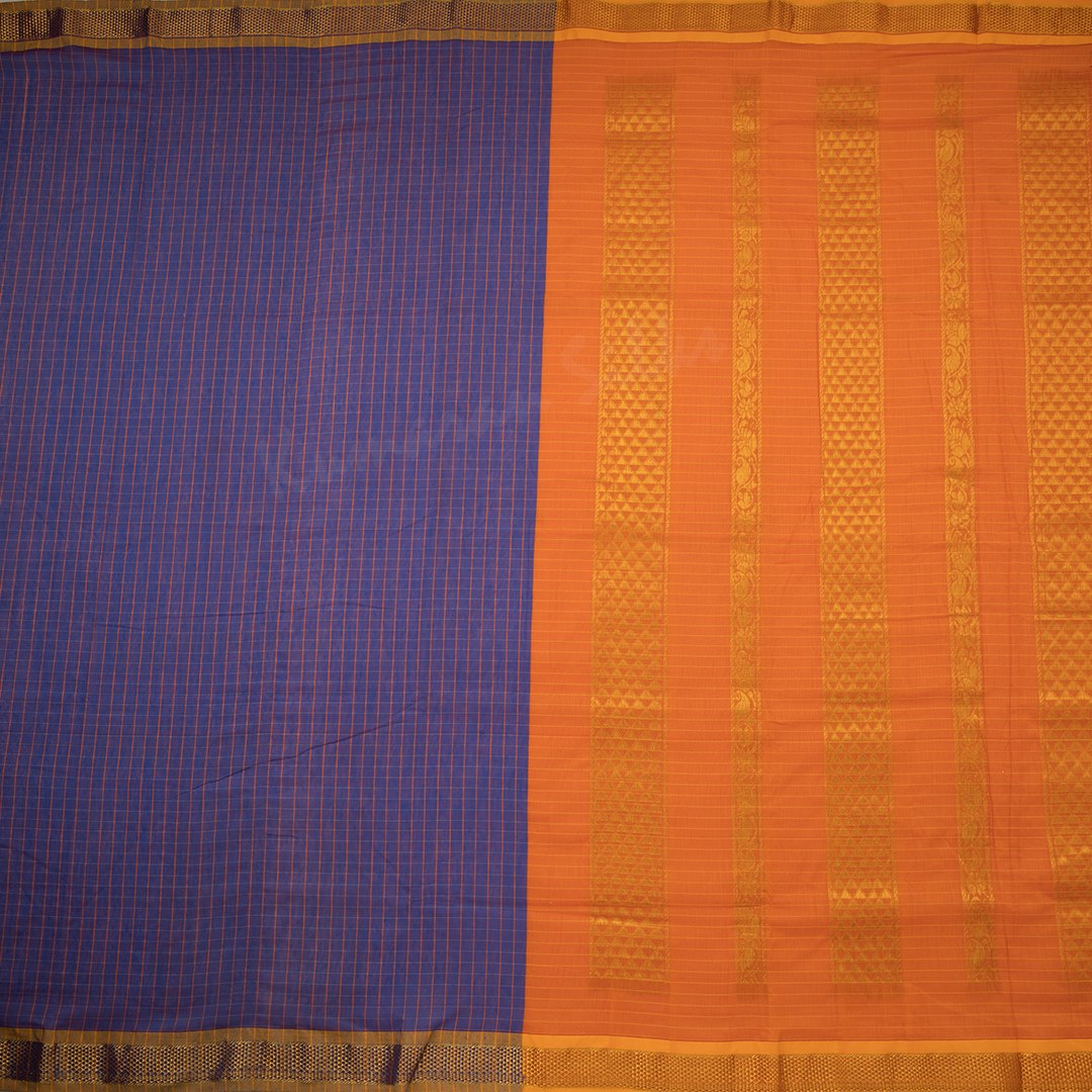 Poly Cotton Shot Colour Checked Saree