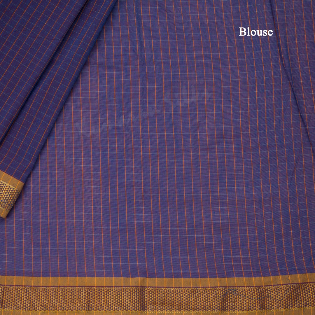 Poly Cotton Shot Colour Checked Saree