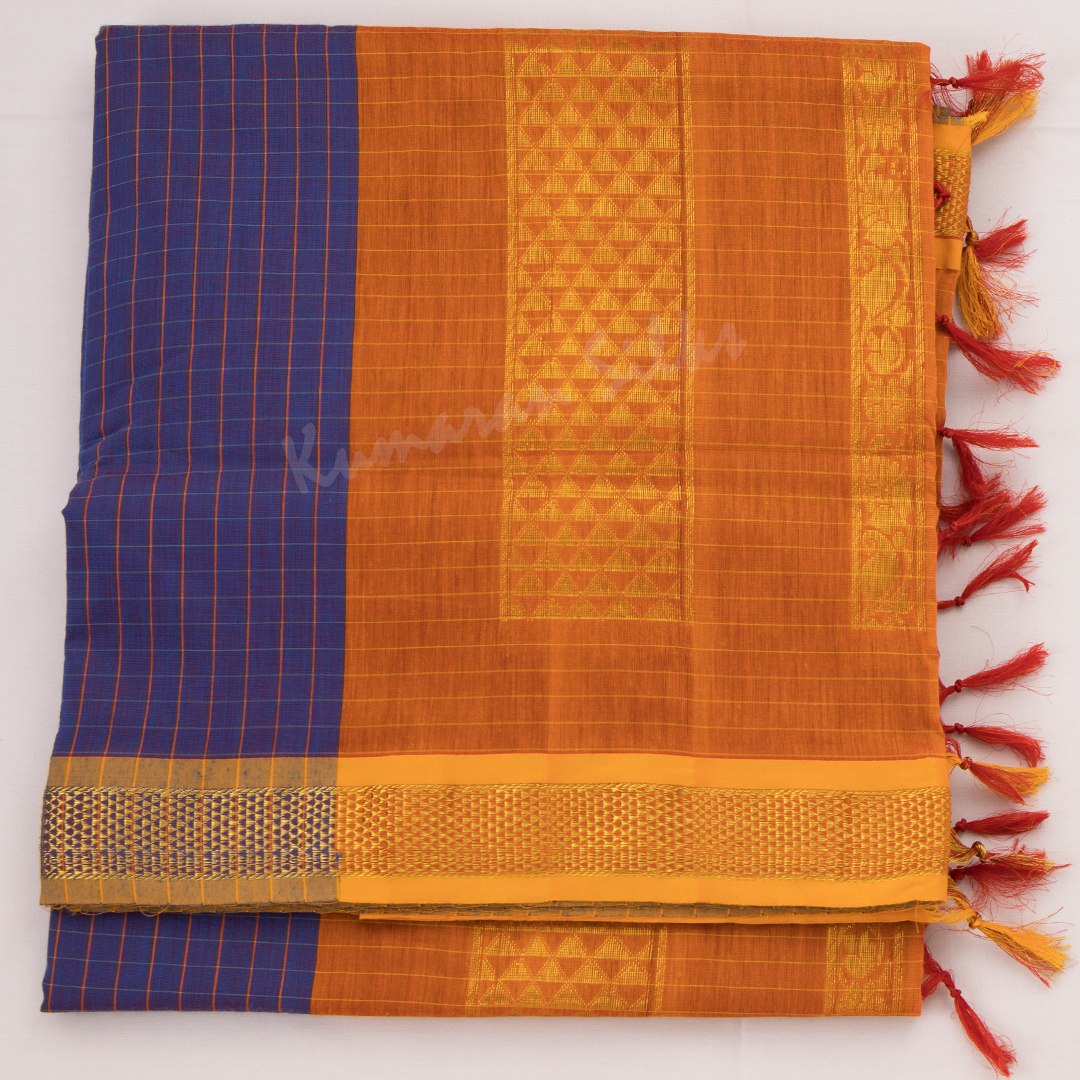 Poly Cotton Shot Colour Checked Saree