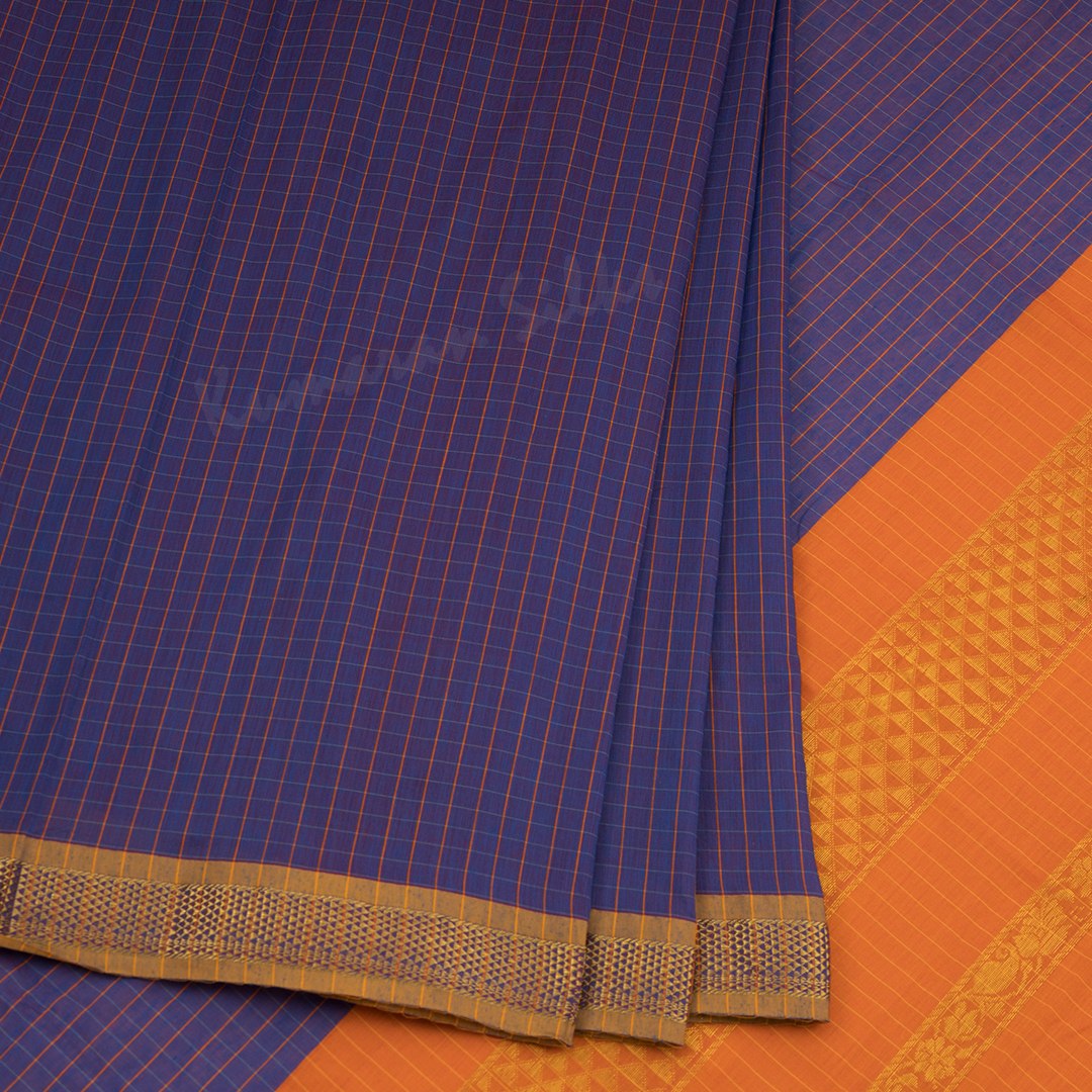 Poly Cotton Shot Colour Checked Saree