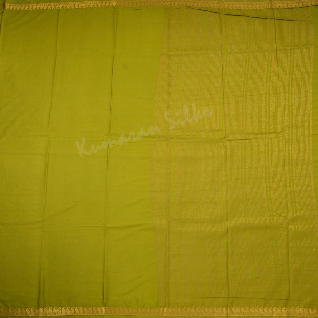 Semi Mysore Silk Lime Green Plain Saree