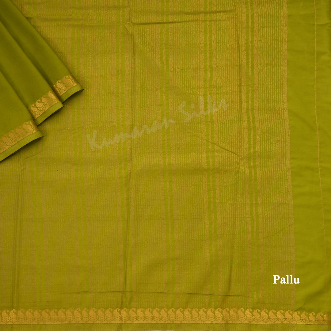 Semi Mysore Silk Lime Green Plain Saree