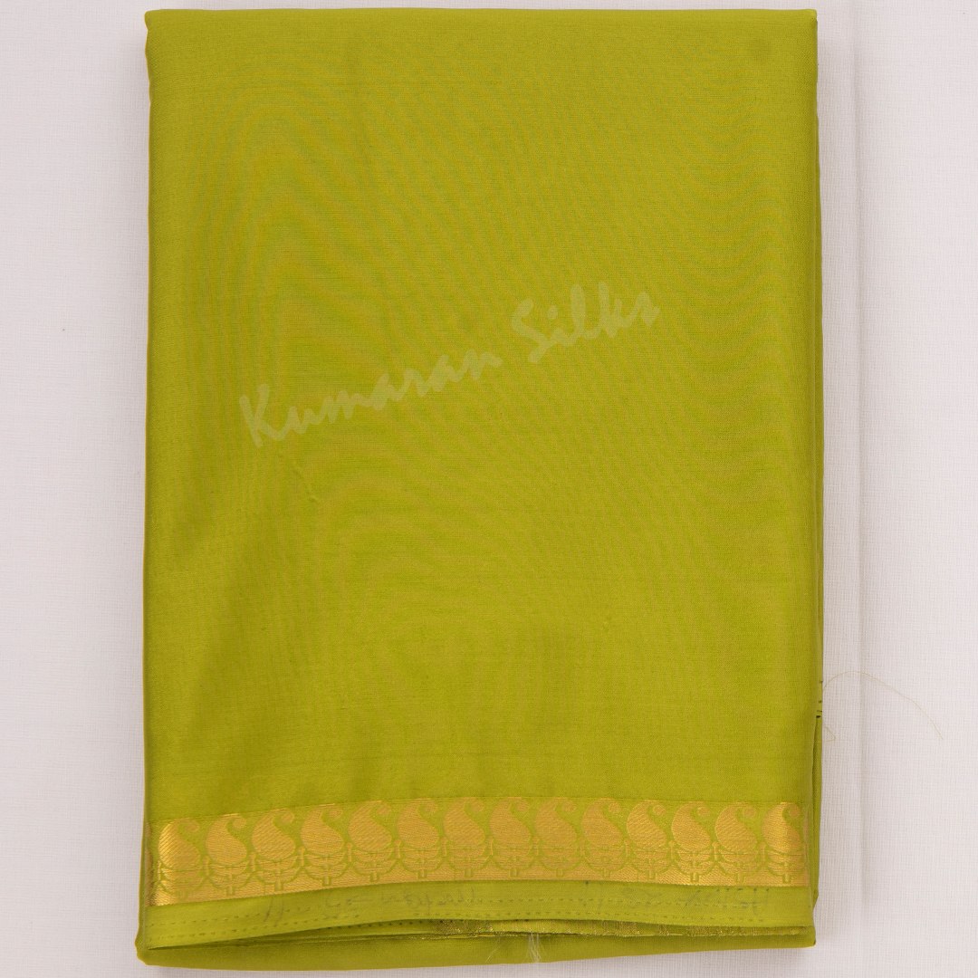 Semi Mysore Silk Lime Green Plain Saree