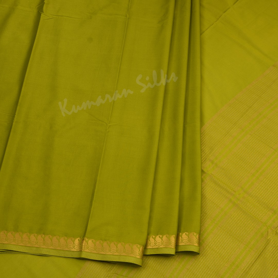 Semi Mysore Silk Lime Green Plain Saree