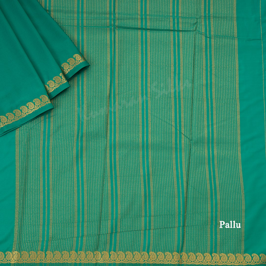 Semi Mysore Silk Jade Green Plain Saree