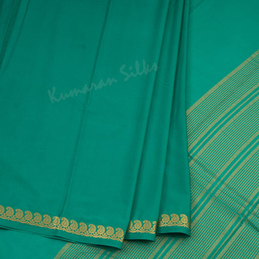 Semi Mysore Silk Jade Green Plain Saree