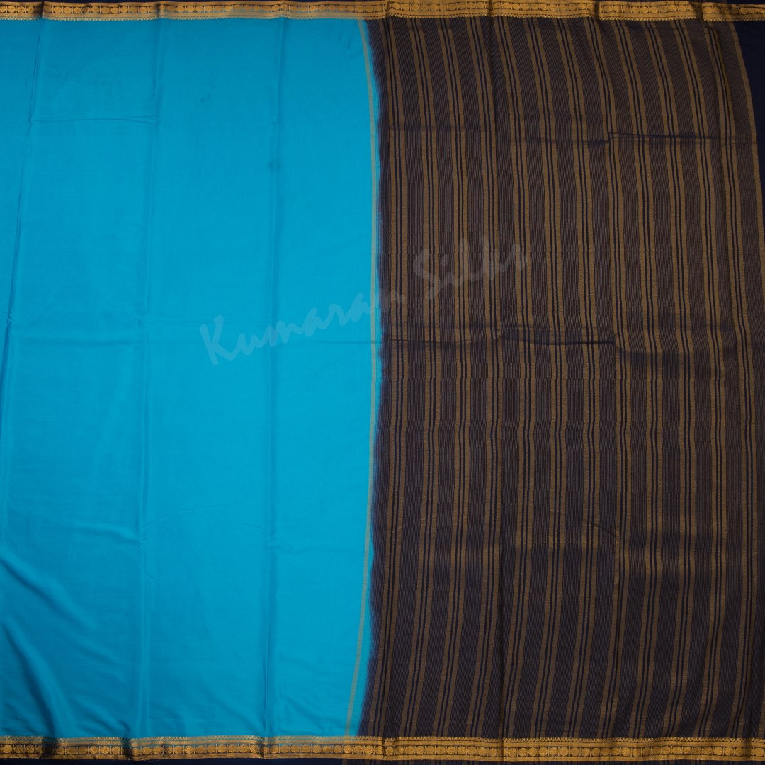 Semi Mysore Silk Sky Blue Plain Saree