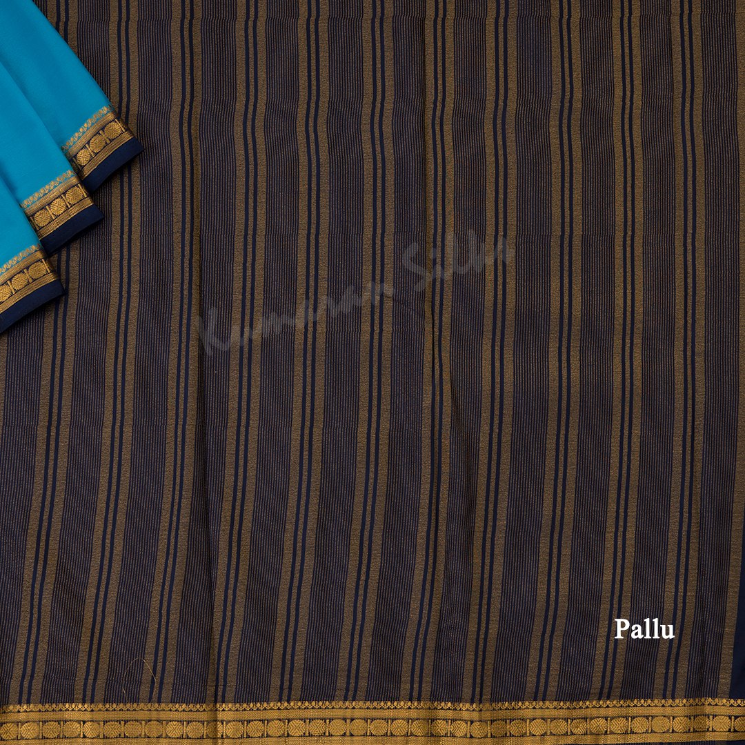 Semi Mysore Silk Sky Blue Plain Saree