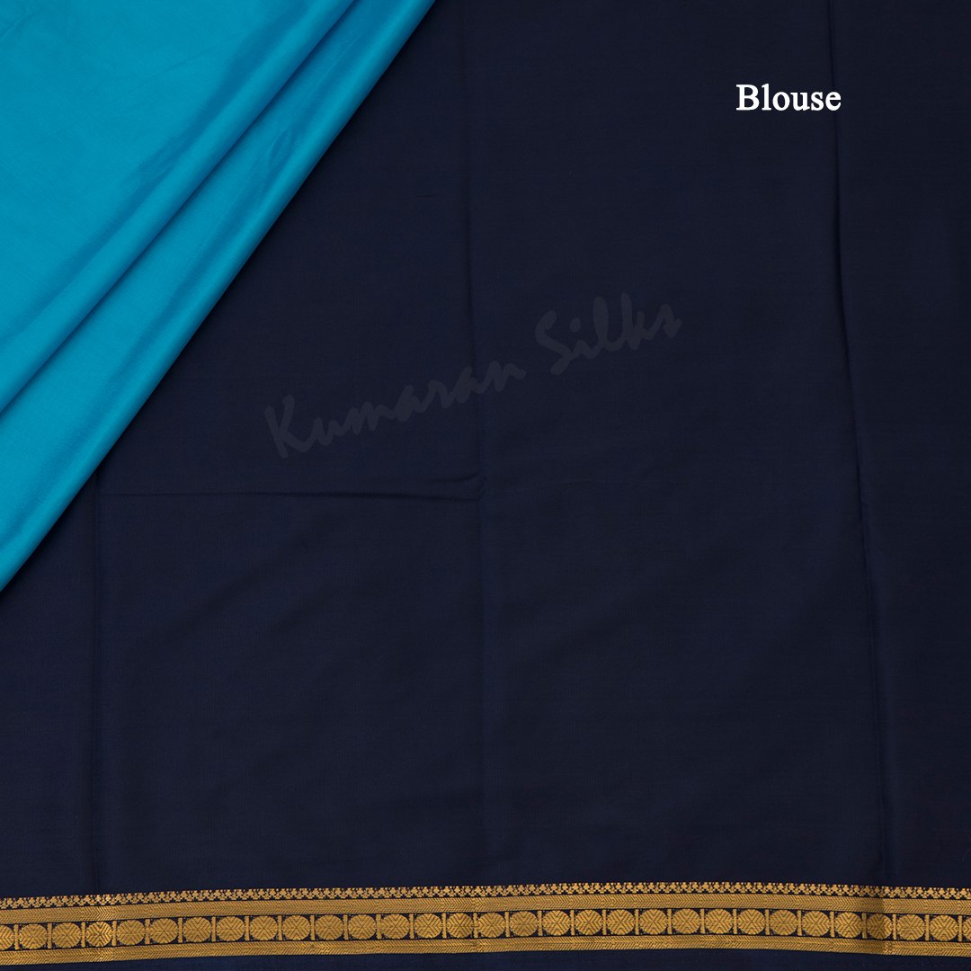 Semi Mysore Silk Sky Blue Plain Saree