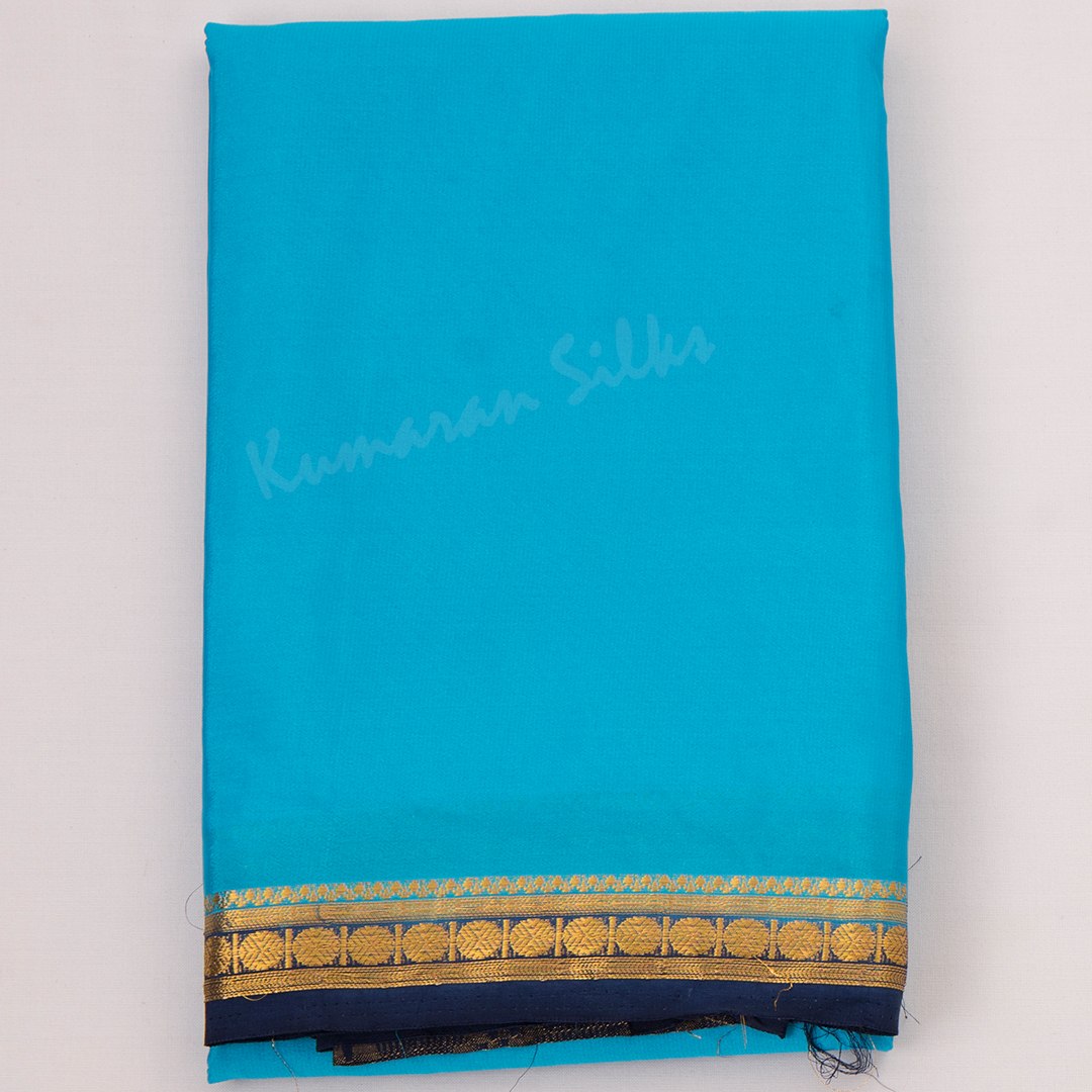 Semi Mysore Silk Sky Blue Plain Saree