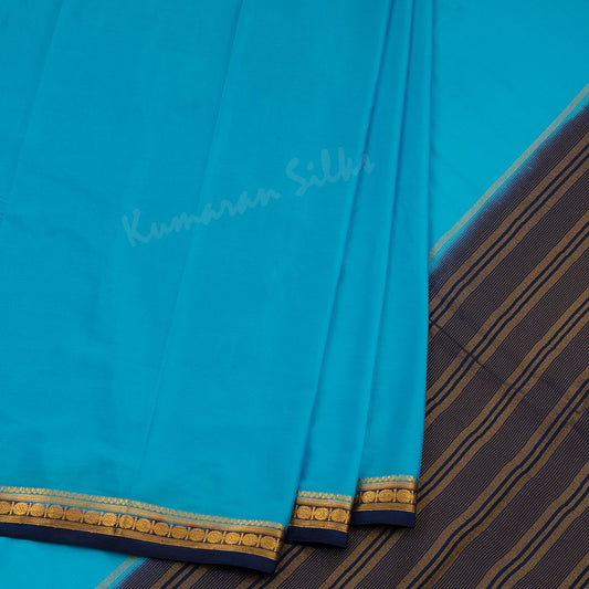 Semi Mysore Silk Sky Blue Plain Saree