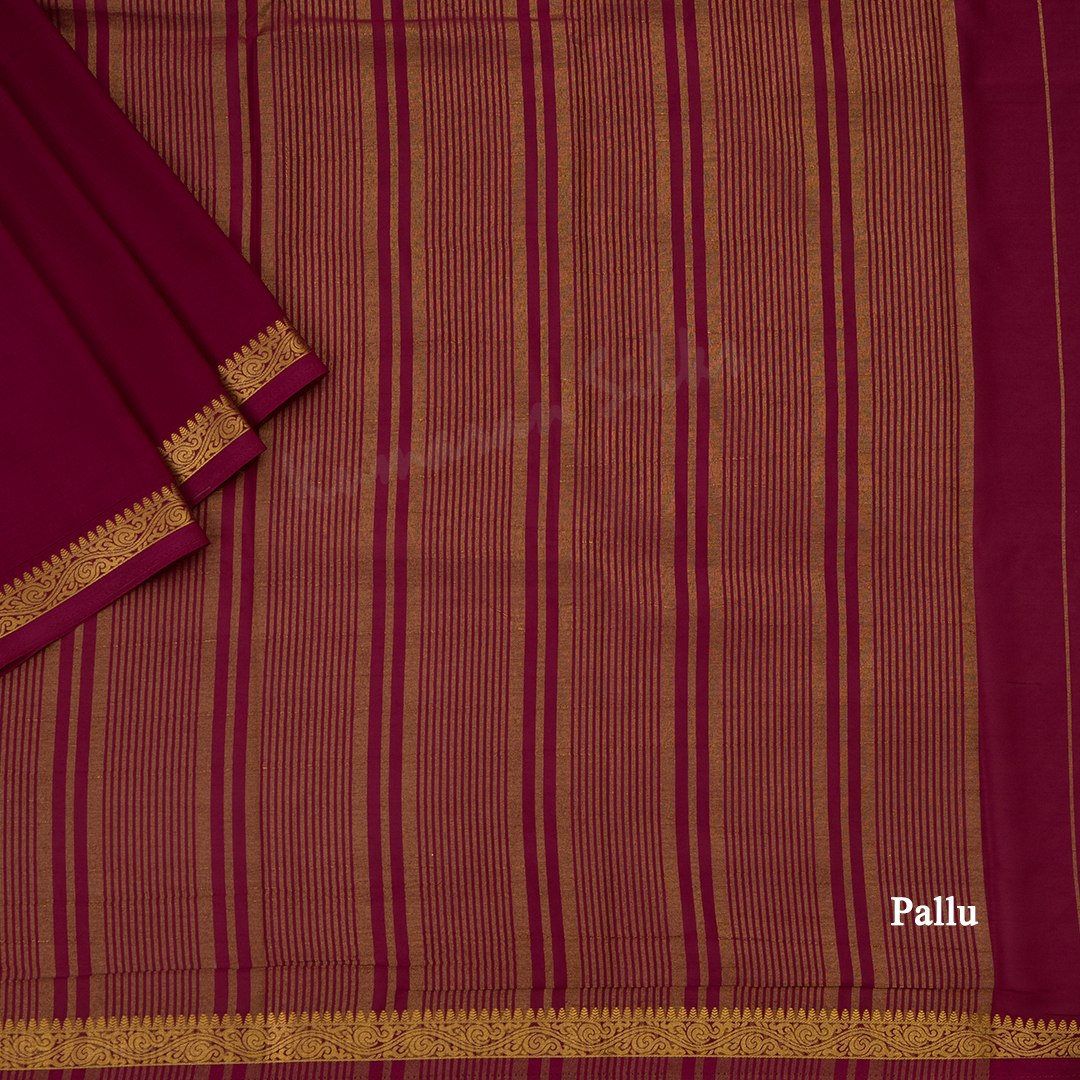 Semi Mysore Silk Wine Plain Saree