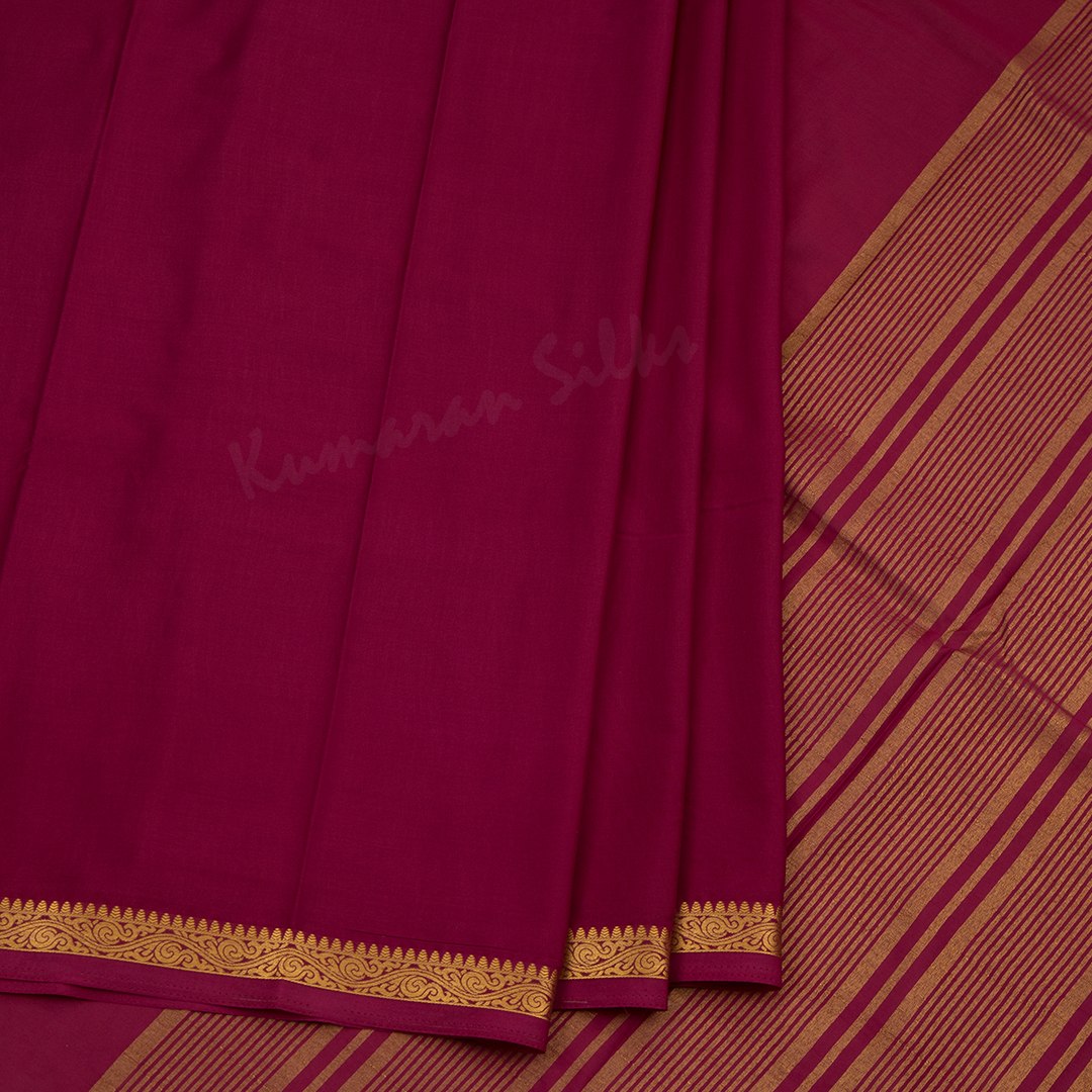 Semi Mysore Silk Wine Plain Saree