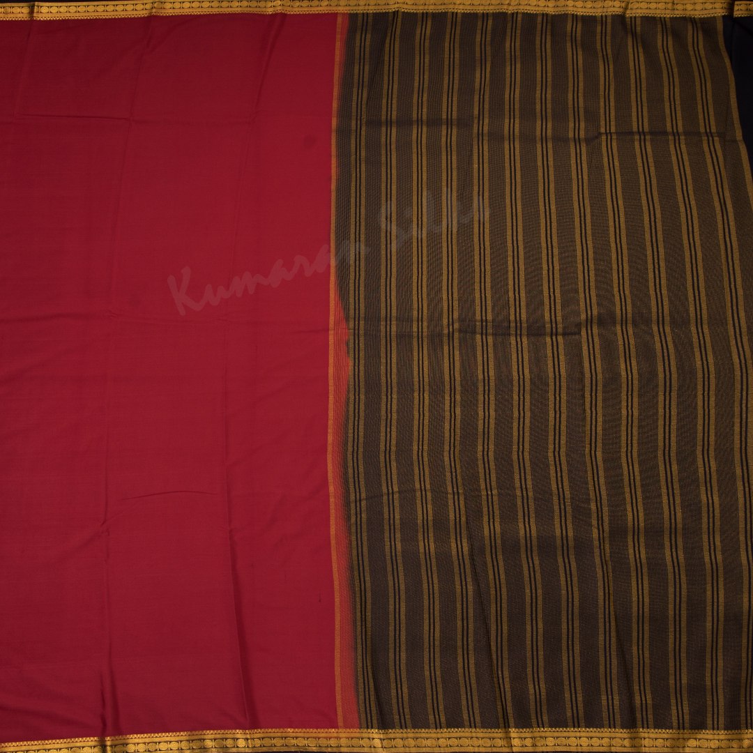 Semi Mysore Silk Maroon Plain Saree