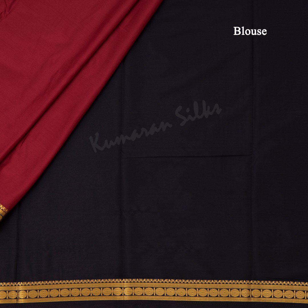 Semi Mysore Silk Maroon Plain Saree