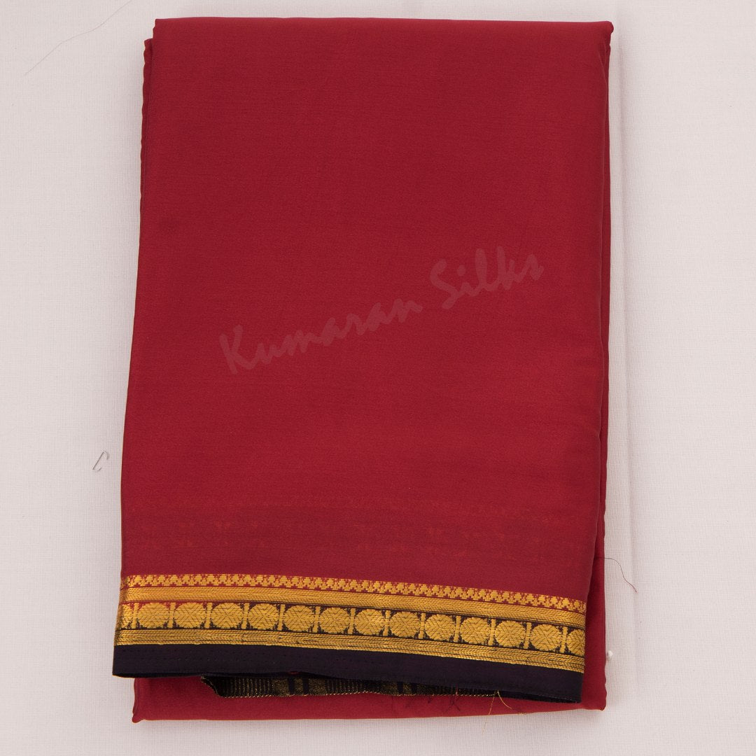 Semi Mysore Silk Maroon Plain Saree