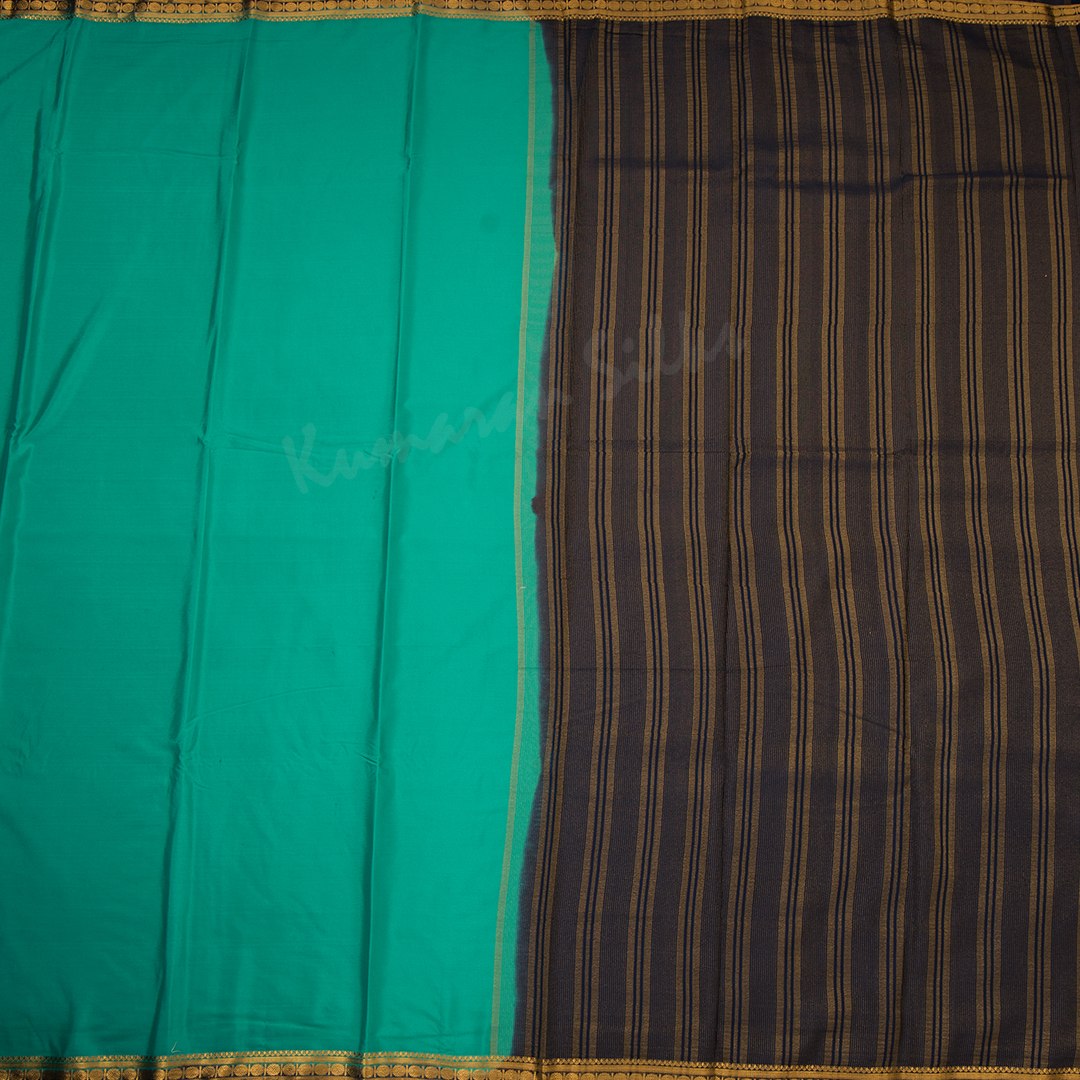 Semi Mysore Silk Turquoise Plain Saree