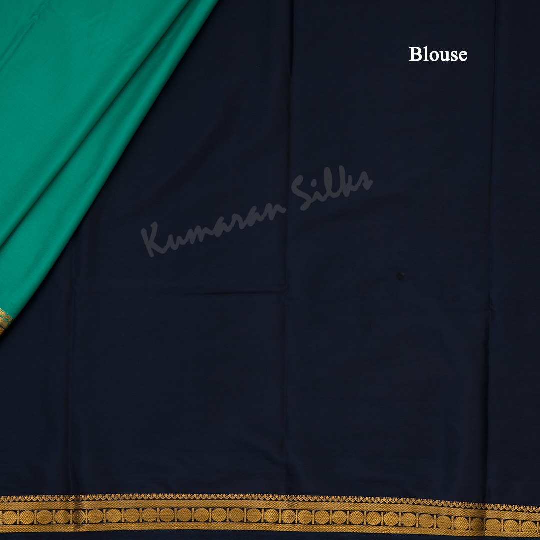 Semi Mysore Silk Turquoise Plain Saree