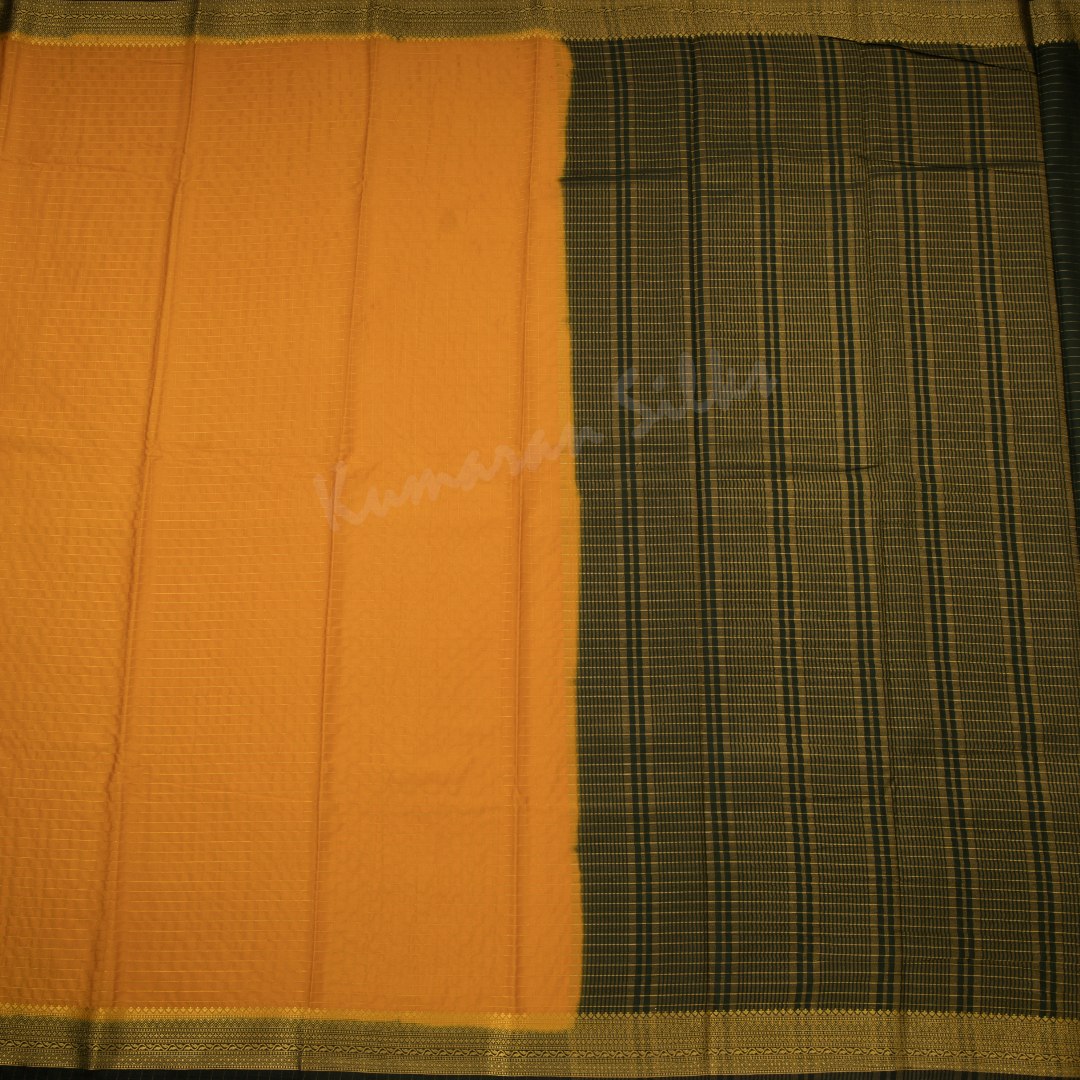 Semi Mysore Silk Mango Yellow Checked Saree